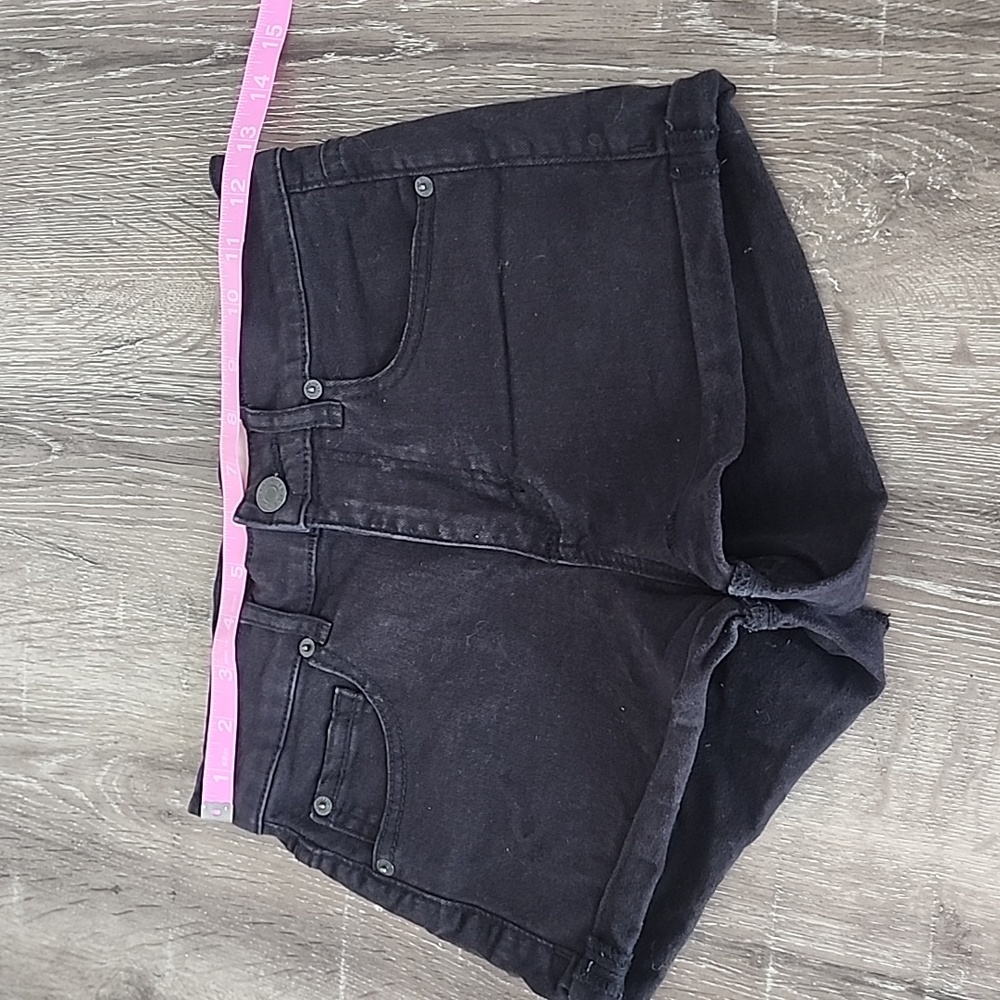 Garage Retro High Waist Jean Short Black Roll Hem Stretch Denim Size 00 - Picture 4 of 11